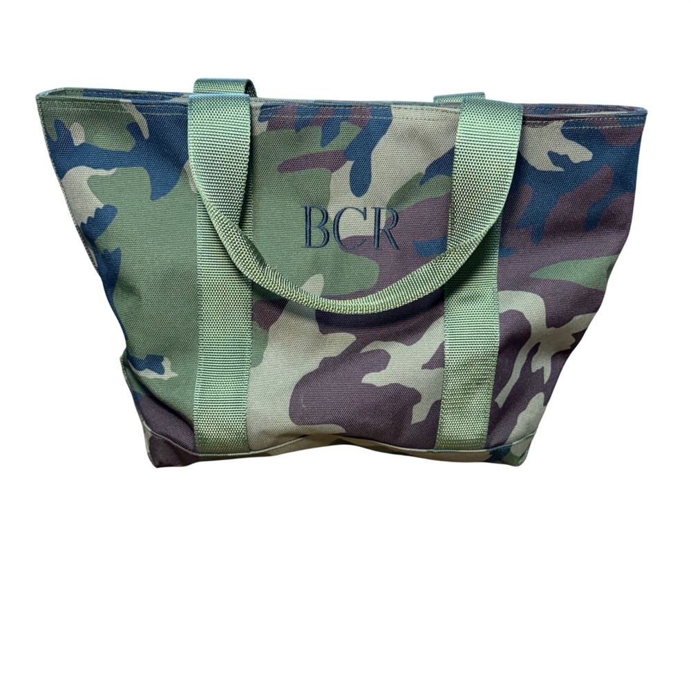 LL Bean Hunters Tote Bag Small Camo Zip Top Monogram BCR Woodland Canvas